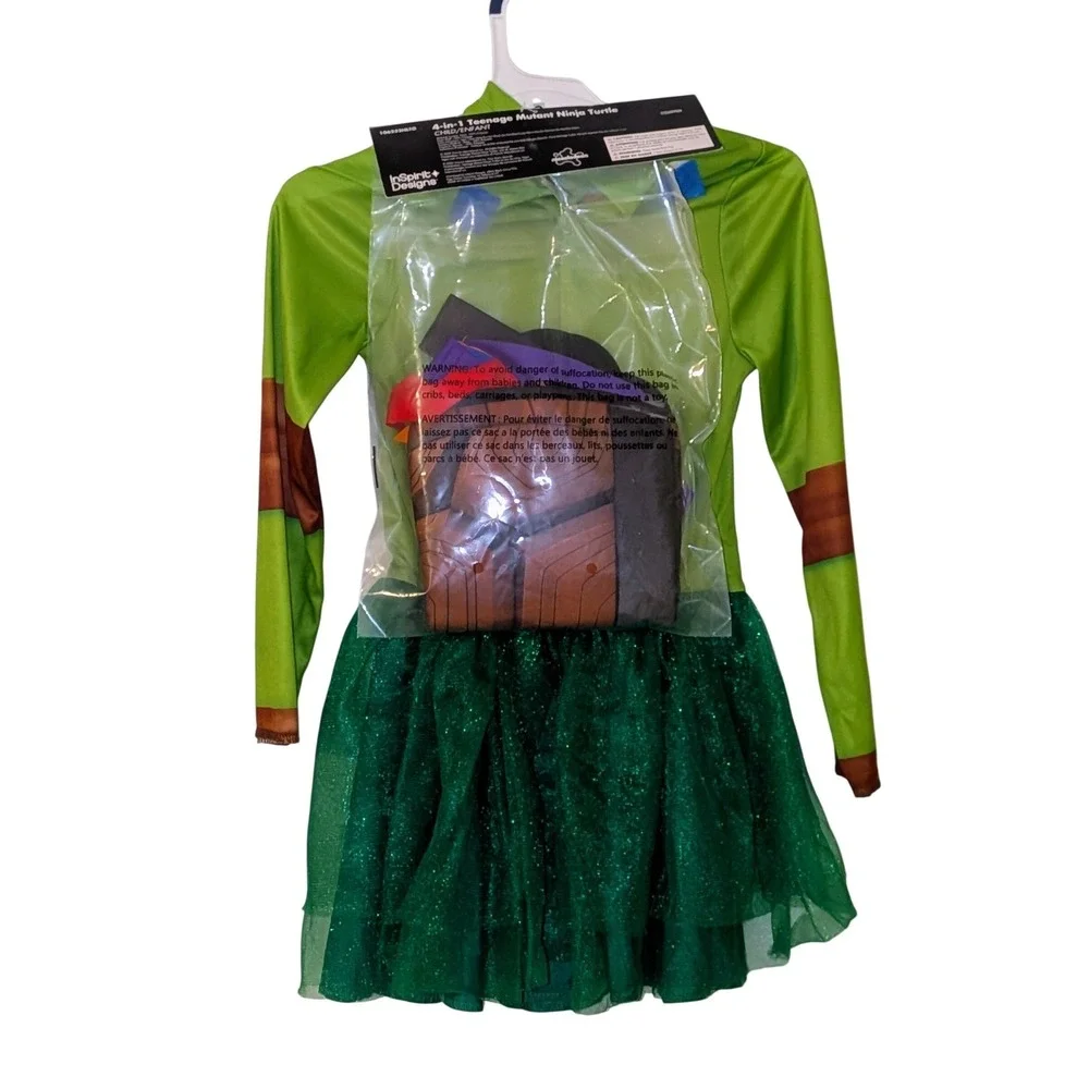 Girls Teenage Mutant Ninja Turtles 4 in 1 Mask Costume Tutu Size Large 10-12 NEW